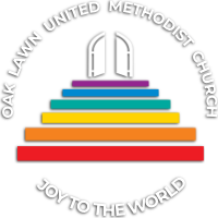 Oak Lawn United Methodist Church Logo with contact information below